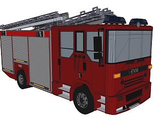 超精细汽车模型 消防车 Dennis Fire Engine_SU2015